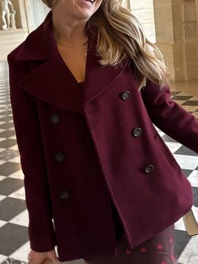 Old Navy Burgundy Double-Breasted Peacoat